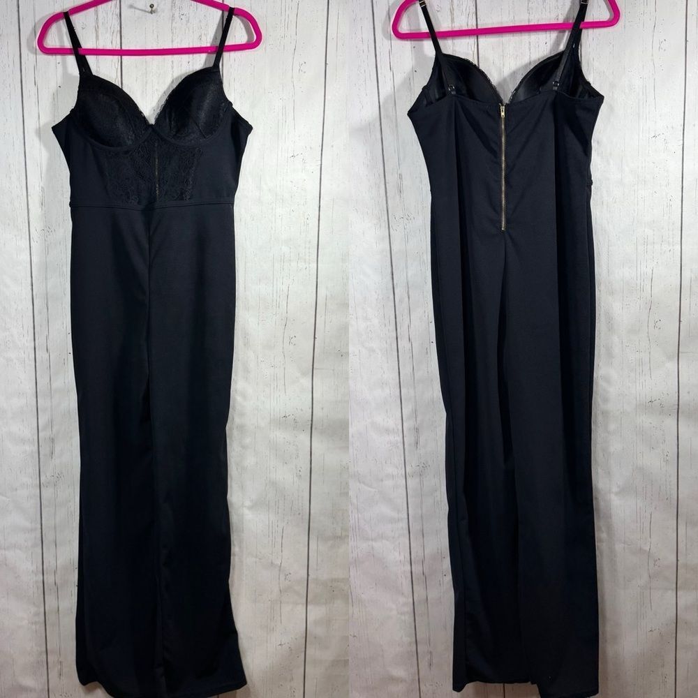 ReVamped Black Bustier Back Zip Jumpsuit Sleek Minimal Chic Night Out Cocktail